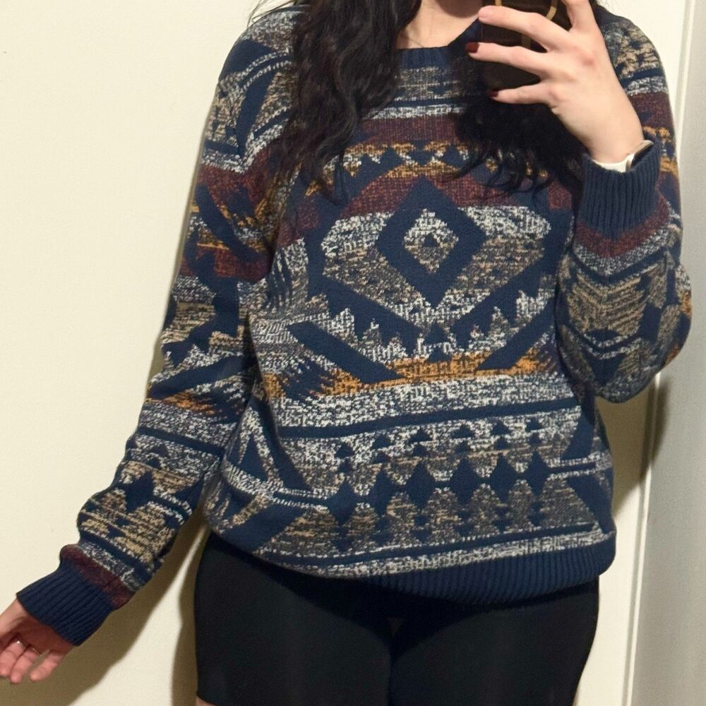 Men’s American Rag Aztec chunky knit sweater Southwestern 100% Cotton